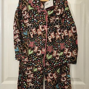 Joe Boxer Kids Pajama Set - Black with Multicolor Peace Design